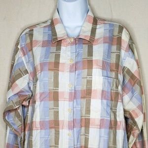 Patagonia Sz L Pastel Plaid Button Front Shirt
